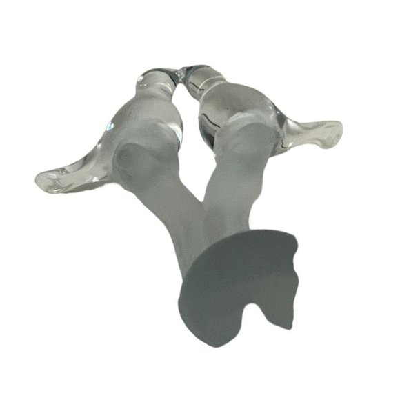 Vtg Mouth Blown Art Glass Kissing Love Birds On Frosted Branch Figurine 5 1/2" - Picture 3 of 6